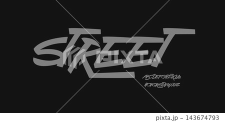 Street Youth Font Youthful Alphabet for Skater Quotes. Marker Graffiti Street Art Letter Set Dynamic Bold Strokes. Spirited Expressive Headline, Urban Fonts Design. Vector typeset 143674793