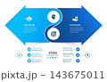 Modern Venn diagram infographic arrow template featuring two overlapping circles with comparison and relationship visualization. 143675011