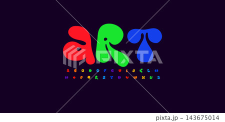 Art Colorful Font Logo Alphabet, Bubble Balloon Letter Set for Birthday Holiday Headline, Fest Bright Titles, Packaging Design, Kid Game, Fun Cute Typographic Design. Vector typeface Art Colorful Font Logo Alphabet, Bubble Balloon Letter Set for Birthday Holiday Headline, Fest Bright Titles, Packaging Design, Kid Game, Fun Cute Typographic Design. Vector typeface 143675014