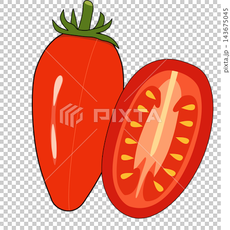 Red roma tomato with cross section slice fresh vegetable food element sticker print visual graphic clipart artwork design icon illustration Red roma tomato with cross section slice fresh vegetable food element sticker print visual graphic clipart artwork design icon illustration 143675045