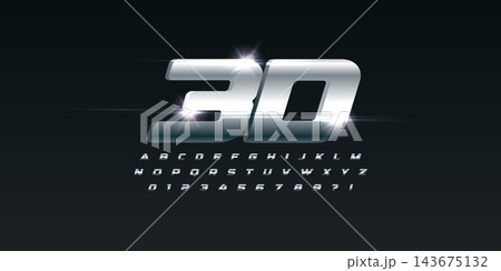 Set of steel letters. Font for dynamic compositions, like sports events and promotions or logos. Typography design, metal style Set of steel letters. Font for dynamic compositions, like sports events and promotions or logos. Typography design, metal style 143675132