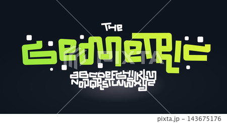 Geometric Fun Playful Font Geometric Logo Alphabet Cool Cartoon Letter Set Modern Typography, Creative Typographic Design for Comics Title Text, Typo Poster Headline. Music Fest Fonts. Vector Typeface 143675176