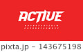 Active bold font, red Italic speed alphabet with bevel inside letters. Dynamic headline and superhero logo. Type for sport, race, gym, car, automotive, shirts, game. Vector typography 143675198