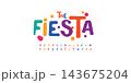 Fiesta colorful alphabet, playful carnival letters, funny festival font for bright fiesta logo, mexican headline, birthday and greeting card typography, thank you phrases. Vector typographic design 143675204