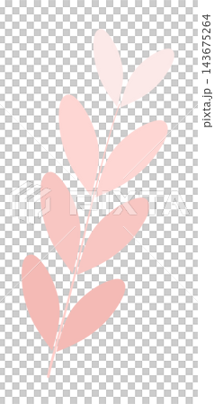 Pastel pink leaf branch stem botanical decorative element sticker print visual graphic clipart artwork design icon illustration 143675264