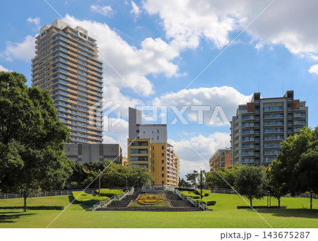 幕張海浜公園と高層マンション街 幕張海浜公園と高層マンション街 143675287
