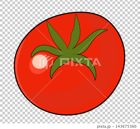 Fresh red whole tomato with green stem vegetable food element sticker print visual graphic clipart artwork design icon illustration Fresh red whole tomato with green stem vegetable food element sticker print visual graphic clipart artwork design icon illustration 143675360