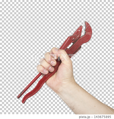 a red pipe wrench a red pipe wrench 143675895