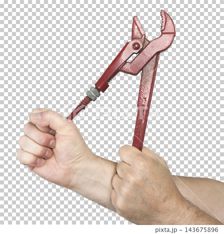 a red pipe wrench 143675896