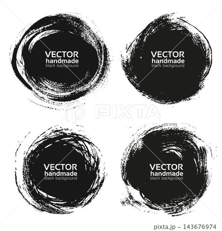 Vector beautiful round handmade black strokes- backgrounds painted by brush isolated on a white background Vector beautiful round handmade black strokes- backgrounds painted by brush isolated on a white background 143676974