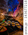 Tham Nang Ene Cave Boats and Colorful Lighting Tham Nang Ene Cave Boats and Colorful Lighting 143677218