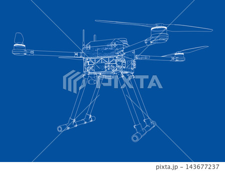 drone blueprint illustration. Vector drone blueprint illustration. Vector 143677237
