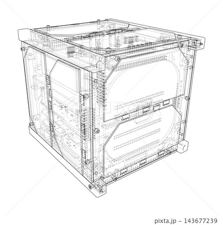wireframe industrial storage container. Vector wireframe industrial storage container. Vector 143677239