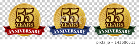 55th Anniversary Medal Logo Set: High-quality commemorative badge material. 143680313