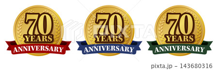 70周年アニバーサリーメダルロゴセット 高級感のある記念バッジ素材 70周年アニバーサリーメダルロゴセット 高級感のある記念バッジ素材 143680316