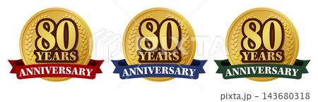 80周年アニバーサリーメダルロゴセット 高級感のある記念バッジ素材 80周年アニバーサリーメダルロゴセット 高級感のある記念バッジ素材 143680318