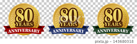 80周年アニバーサリーメダルロゴセット 高級感のある記念バッジ素材 80周年アニバーサリーメダルロゴセット 高級感のある記念バッジ素材 143680318