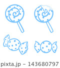 水色キャンディの線画イラストのセット 143680797