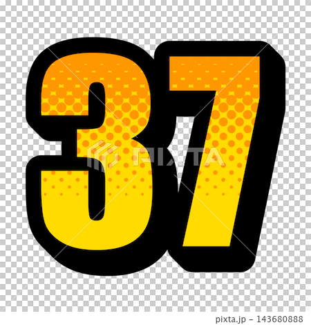 Pop-style number 37 design, bold icon material with yellow gradient. Pop-style number 37 design, bold icon material with yellow gradient. 143680888