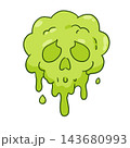 Smell splash green, cartoon stink cloud drops splatter, bad odor puff icon. Funny gas smoke concept, simple comic stench symbol. Smell splash green drop emblem 143680993