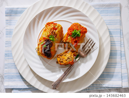 Golabki authentic Polish cabbage rolls with meat 143682463