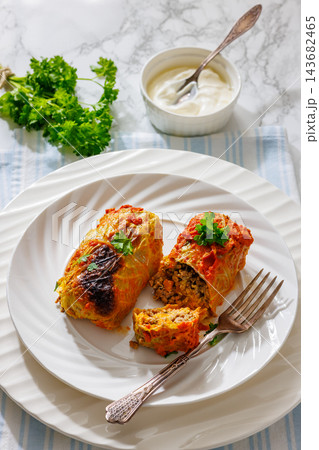 Sarmale Romanian cabbage rolls with ground beef 143682465
