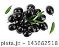 Black olive isolated on a white background. Top view. Flat lay 143682518