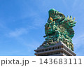 Landscape picture of old Garuda Wisnu Kencana GWK statues as  Bali landmark with blue sky as a background. Balinese traditional symbol of hindu religion. Popular travel destinations in Indonesia. 143683111