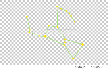 オリオン座の星座線のカラーイラスト オリオン座の星座線のカラーイラスト 143685356