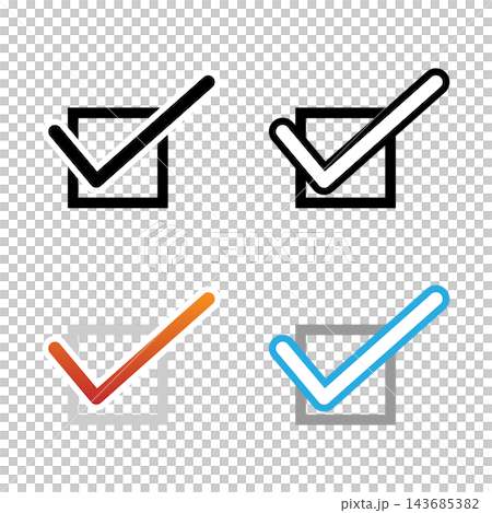 Checkmark icon, confirmation, check, survey, simple, black and white, color, vector illustration Checkmark icon, confirmation, check, survey, simple, black and white, color, vector illustration 143685382