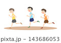 走っている陸上部の子供たち 143686053