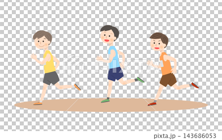 The track and field club members running The track and field club members running 143686053