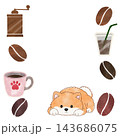 犬とコーヒーのフレーム【背景透過】 143686075