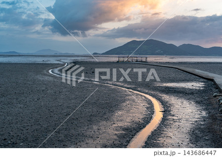 Winding Tidal Channel at Sunset Winding Tidal Channel at Sunset 143686447
