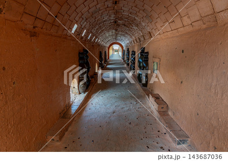 Arched Brick Tunnel with Pottery Jars Arched Brick Tunnel with Pottery Jars 143687036