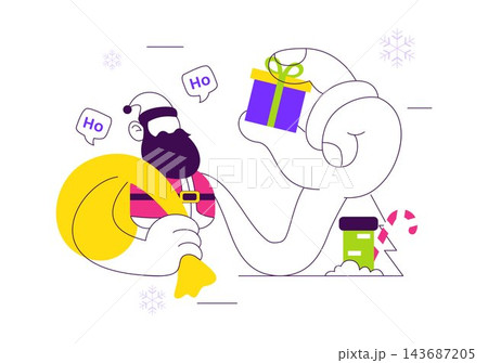 Merry Christmas Vector Illustration Featuring Santa Claus, Festive Bell, Snowflakes, Holiday Greetings, and Traditional Winter Celebration Elements Merry Christmas Vector Illustration Featuring Santa Claus, Festive Bell, Snowflakes, Holiday Greetings, and Traditional Winter Celebration Elements 143687205