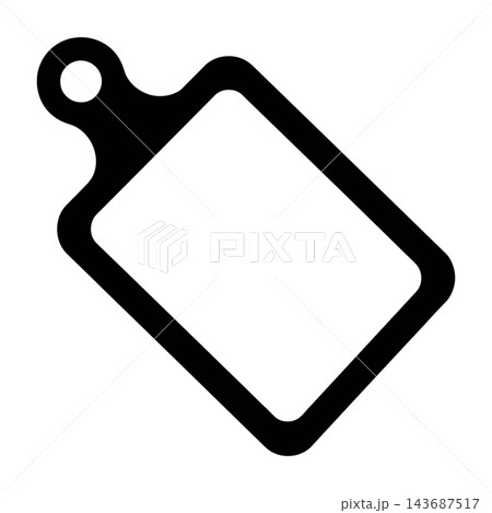 Black cutting board icon with hole for hanging on white background simple kitchen tool Black cutting board icon with hole for hanging on white background simple kitchen tool 143687517