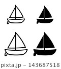 Set of Sailboat Icons in Black and White Styles, Simple Outline and Filled Silhouette Designs for Nautical Themes Set of Sailboat Icons in Black and White Styles, Simple Outline and Filled Silhouette Designs for Nautical Themes 143687518