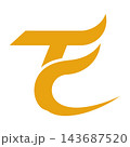 Abstract golden letter symbol design with curved lines on white background Abstract golden letter symbol design with curved lines on white background 143687520
