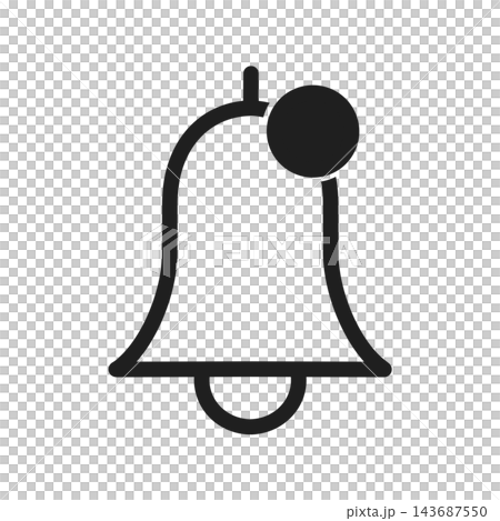 Notification icon, bell with badge, simple, black. Notification icon, bell with badge, simple, black. 143687550
