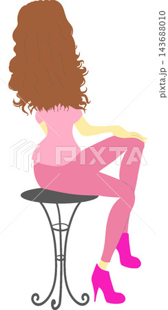 pretty girl sitting on a stool 143688010