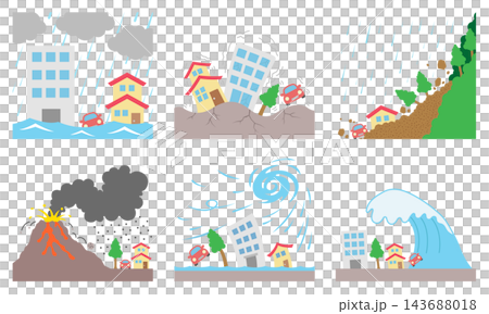 Icon set for natural disasters Icon set for natural disasters 143688018