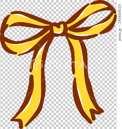 Hand drawn Yellow Ribbon Bow Illustration 143689019