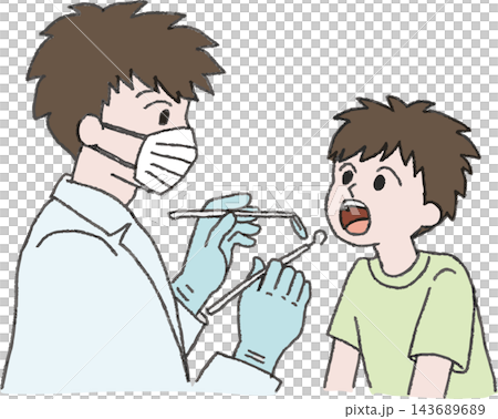 一幅全彩插圖,描繪了一個男孩在牙醫診所接受口腔檢查。手繪風格插畫(兒童牙齒、牙齒檢查、昆蟲) 一幅全彩插圖,描繪了一個男孩在牙醫診所接受口腔檢查。手繪風格插畫(兒童牙齒、牙齒檢查、昆蟲) 143689689
