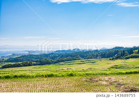 琵琶湖湖西地方の景勝地 福谷の郷棚田風景 滋賀県大津市 琵琶湖湖西地方の景勝地 福谷の郷棚田風景 滋賀県大津市 143689755
