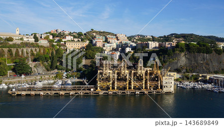 Old rusty cranes at Savona port Old rusty cranes at Savona port 143689849