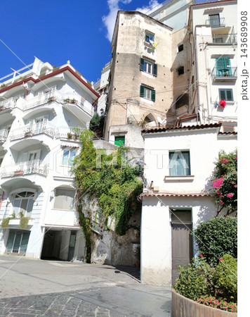 View of Minori on the Amalfi Coast in Italy. View of Minori on the Amalfi Coast in Italy. 143689908