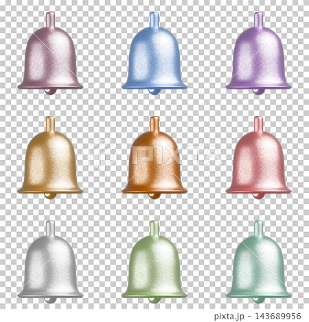 Colorful Christmas Bells - 9 Color Variations Set - 3D Rendering - Transparent PNG Colorful Christmas Bells - 9 Color Variations Set - 3D Rendering - Transparent PNG 143689956