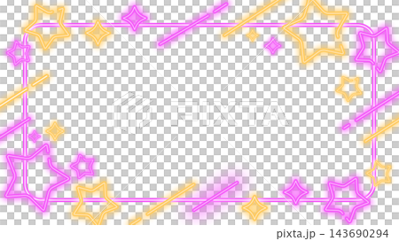 Purple and orange neon star frame background, Halloween/autumn decoration, landscape orientation 16:9 Purple and orange neon star frame background, Halloween/autumn decoration, landscape orientation 16:9 143690294