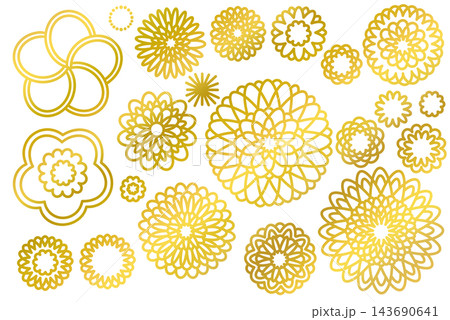 和風の菊の花のアイコンセット 143690641